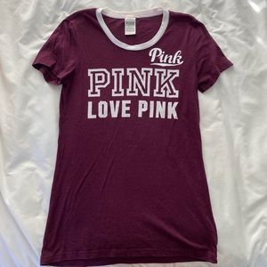 PINK Burgundy Size M Crewneck T-shirt